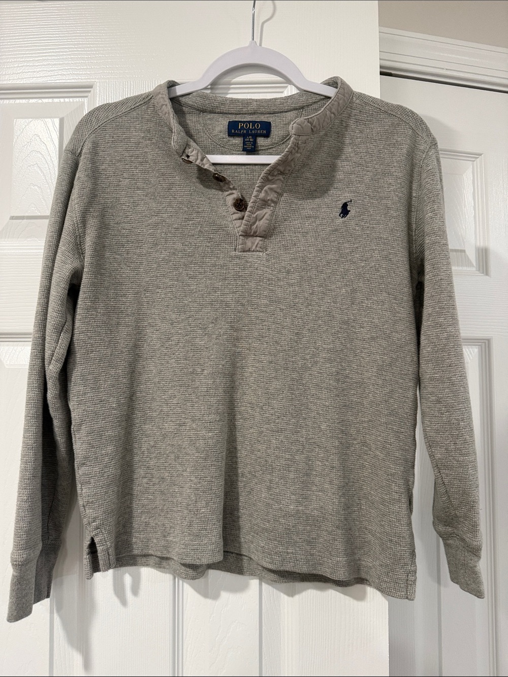 Polo by Ralph Lauren Heather Gray Henley Crewneck Sweater